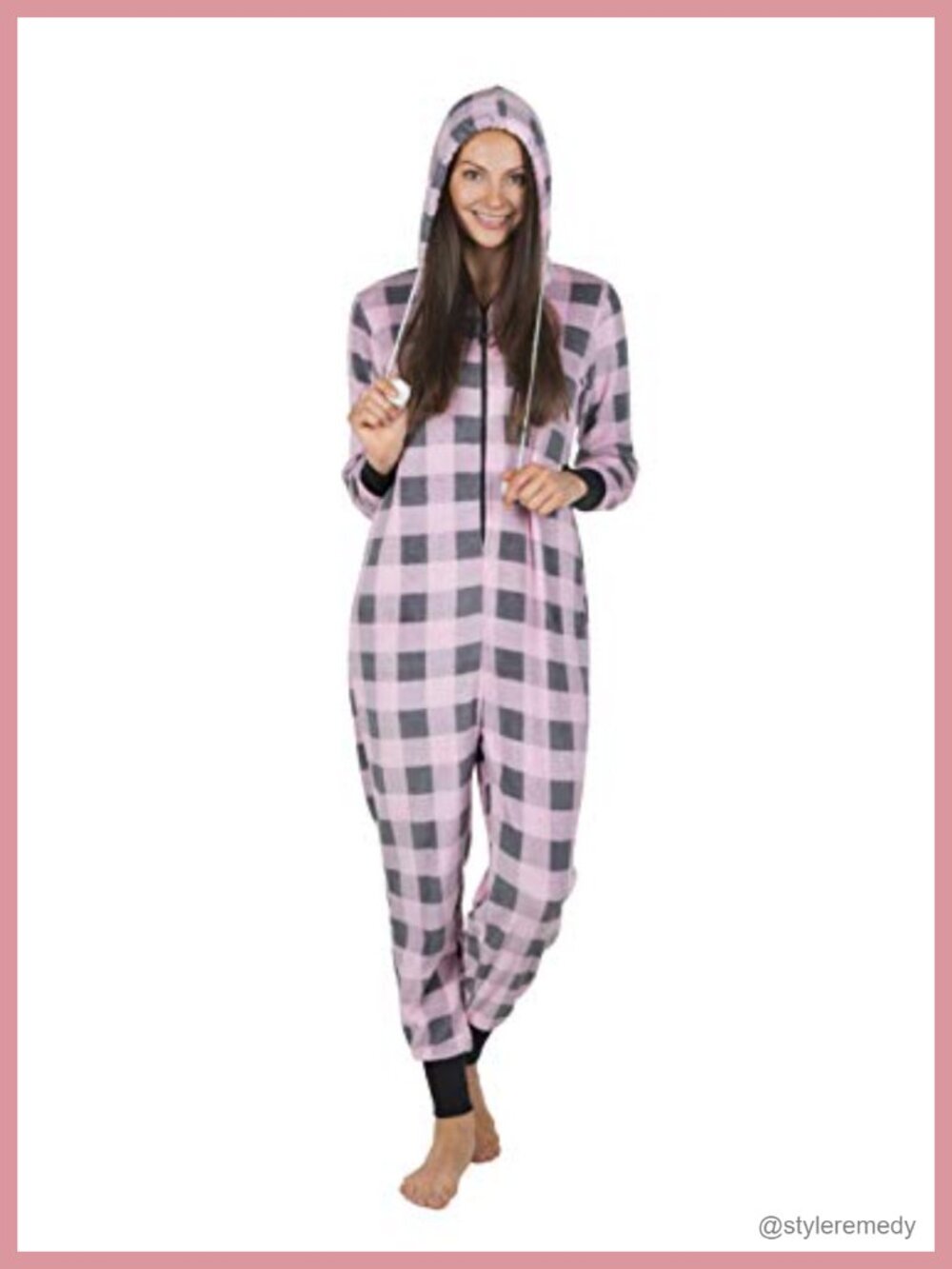Plush Fleece Hooded One-Piece Pajamas Warm Cozy Novelty Adult Onesie